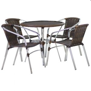 Kit 4 Cadeiras e Mesa Tampo 2 Espreguiçadeiras Piscina Argila