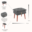 Ver imagem 3 de Puff Banqueta para Descanso Penteadeira em Suede Cinza Escuro