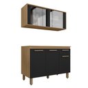 Ver imagem 1 de Cozinha Modulada com Vidro 2 Peças Tieli Boreal/preto - Móveis Arapongas Boreal/preto Fosco