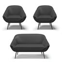 Ver imagem 1 de Kit 01 Namoradeira 02 Lugares e 02 Poltronas Giovana Corino Pés Palito de Ferro - D'Rossi - Preto