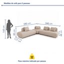 Ver imagem 3 de Sofá de Canto Modulado Orgânico com Almofadas e Base Madeira Maciça 280CMX340CM Madri