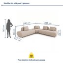 Ver imagem 3 de Sofá de Canto Modulado Orgânico com Almofadas e Base Madeira Maciça 280CMX340CM Madri