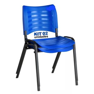 Kit 2 Cadeira Prisma Iso Fixa para Igreja Recepção Sala de Espera Azul