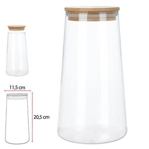 Pote Vidro Borossilicato 1350ml com Tampa de Bambu