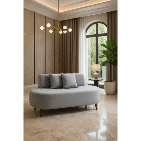 Sofá Orgânico Tecido Boucle 02 Lugares 1,15 Cm Recepção Sala Quarto Closet Visammer