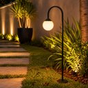 Ver imagem 1 de Poste Balizador Curvo p/ Jardim de Chão 90cm Alumínio Preto Globo Leitoso 1XG9 Externo ST3334