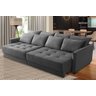 Sofá Cama Retrátil e Reclinável 2,10m com Molas Cairo Veludo Cinza Mirra Decor - 1