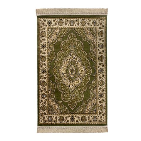 Tapete Persa Verde e Bege 100x150cm para Sala e Quarto