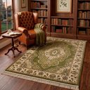 Ver imagem 2 de Tapete Persa Verde com Bege Ideal para Quarto e Sala 100x150