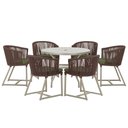 Ver imagem 1 de Mesa com 6 Cadeiras de Jantar Roma 120cm e Noronha em Alumínio Fendi Corda Náutica Estofado 13 Trama