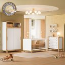 Ver imagem 1 de Quarto de Bebê Completo Flora com Berço Cômoda e Roupeiro 5085 Branco Freijó Qmovi + Colchão Gazin