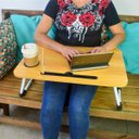 Ver imagem 2 de Mesa para Notebook Portátil Dobrável Cama Porta Tablet:Marrom