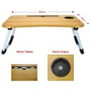 Ver imagem 3 de Mesa para Notebook Portátil Dobrável Cama Porta Tablet:Marrom
