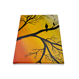Mini Quadro de Pássaros em Galhos Pintado a Mão 30x25cm - 5