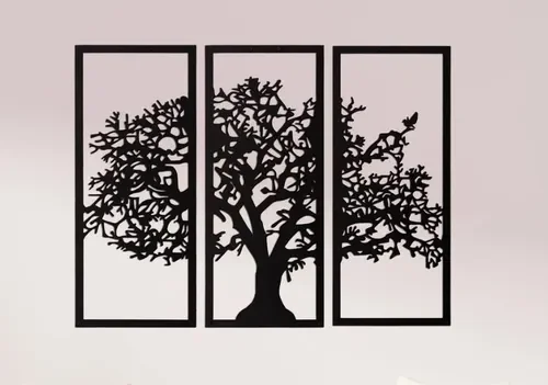 Painel decorativo árvore em mdf preto 3 pçs - 1