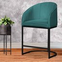 Ver imagem 2 de Banco Banqueta Alta Poltrona Mia Base Metal Preta Veludo Cor:turquesa