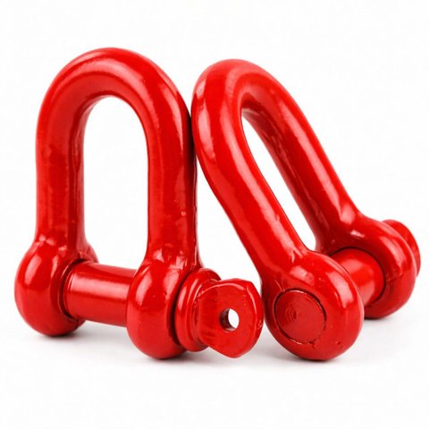 Manilha 5/8 Reta Aço Carbono Pino Roscado Reboque Elevação Budin - Vermelha - Kit 2 Unid.