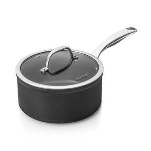 Duxtop Panela 2 Qt Antiaderente de Alumínio com Tampa, Preta (500°f)