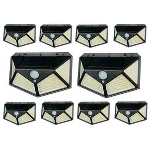 Luminaria Solar Arandela Kit 10 Uni Sensor Presença 3 Funçoes Detecta Movimento Parede Escada