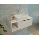 Ver imagem 1 de Bancada de Banheiro Suspenso Bn3644 S/ Cuba C/ 1 Porta 80cm Branco - Tecno Mobili