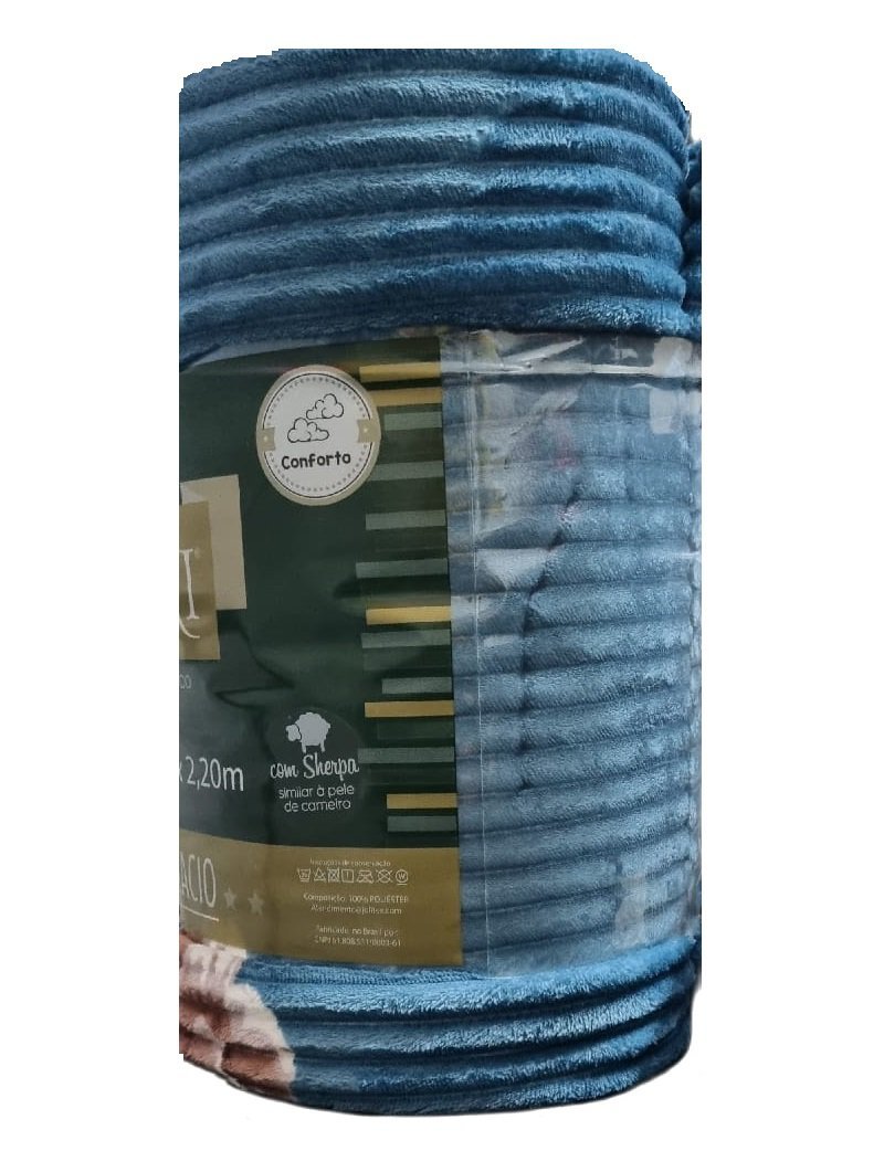 Cobertor Casal Dyuri Com Sherpa Alfazem 1,80x2,20m - 5