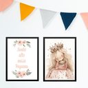 Ver imagem 1 de Kit 2 Quadros Infantis Menina Princesa - Sonhe Alto 24x18cm - com Vidro:moldura Branca