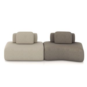 Sofá Ilha Sala de Estar Dakota 2 Módulos 316cm Encostos Almofadas Soltas Veludo Bege/castor G33 - Gr