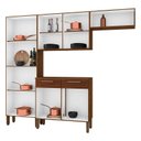 Ver imagem 3 de Kit Cozinha Ambiente Nala 4 Peças Nogueira Off White Ripado - Kits Paraná