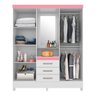 Conjunto Quarto Guarda Roupa e Comoda Arezzo Branco Rosa - 3