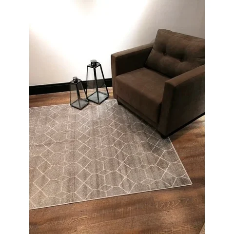 Tapete Belga Ligno Geométrico Cinza para Sala Quarto Escritório e Hall de Entrada - 140x200cm