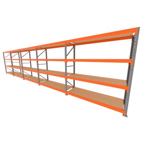 Mini Porta Pallet 200 Kg por Nivel Inicial +4 Continuação com 4 Niveis Laranja com Mdf Cru