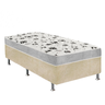 Cama Box Solteiro Suede Bege + Colchão Solteiro Suede Cinza Espuma 88x188x55 - 1