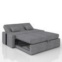 Ver imagem 2 de Sofá Cama Charlotte 2 Lugares Retrátil 145cm Preto e Linho Cinza Matrix