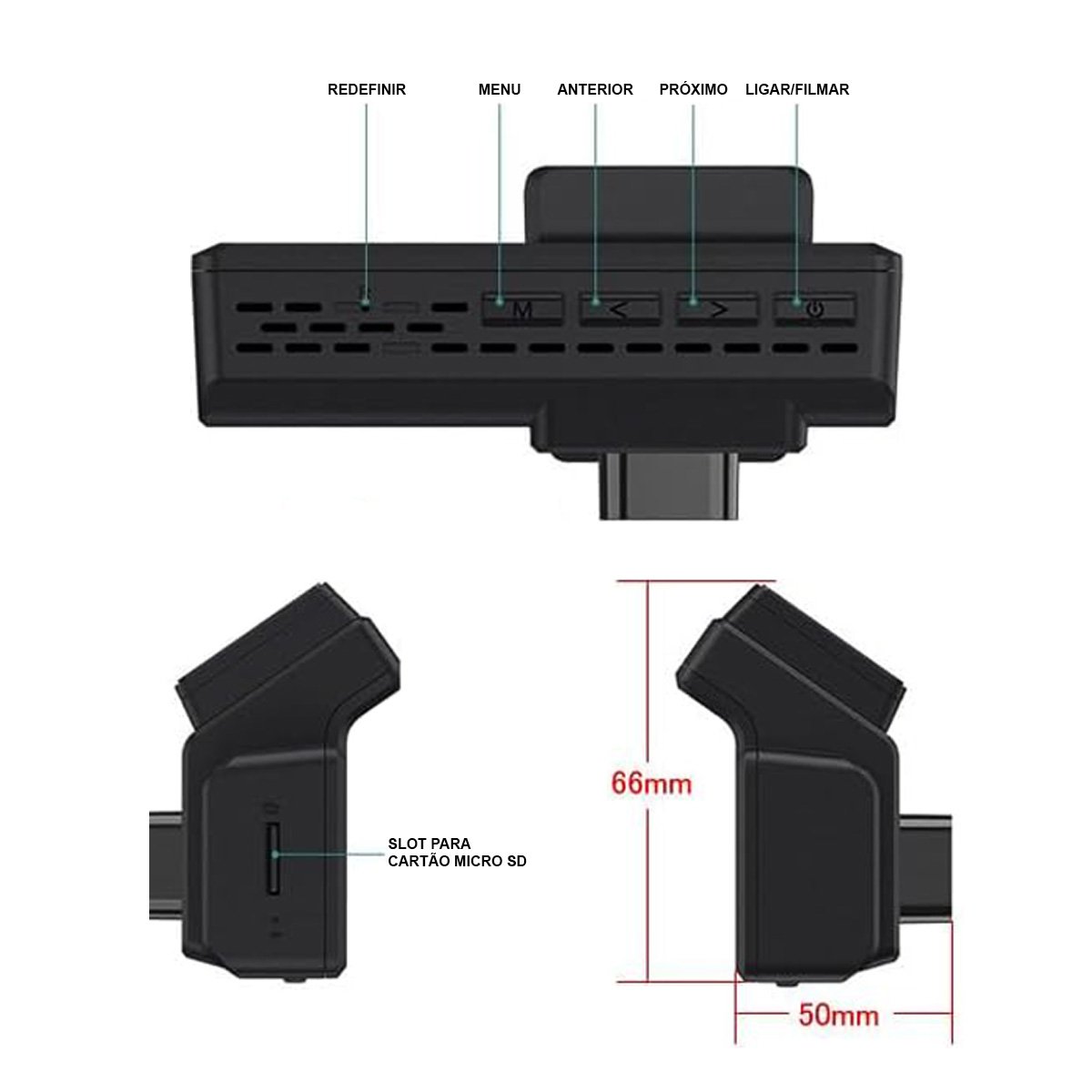 Camera Veicular Duo Automotiva Wifi Lente Dupla Alta Definição Cartao de Memoria Visor Gravador Moto - 7