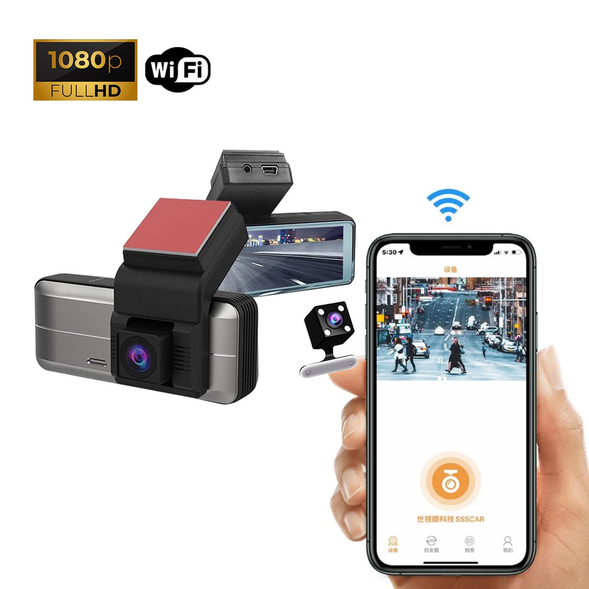 Camera Veicular Duo Automotiva Wifi Lente Dupla Alta Definição Cartao de Memoria Visor Gravador Moto - 11