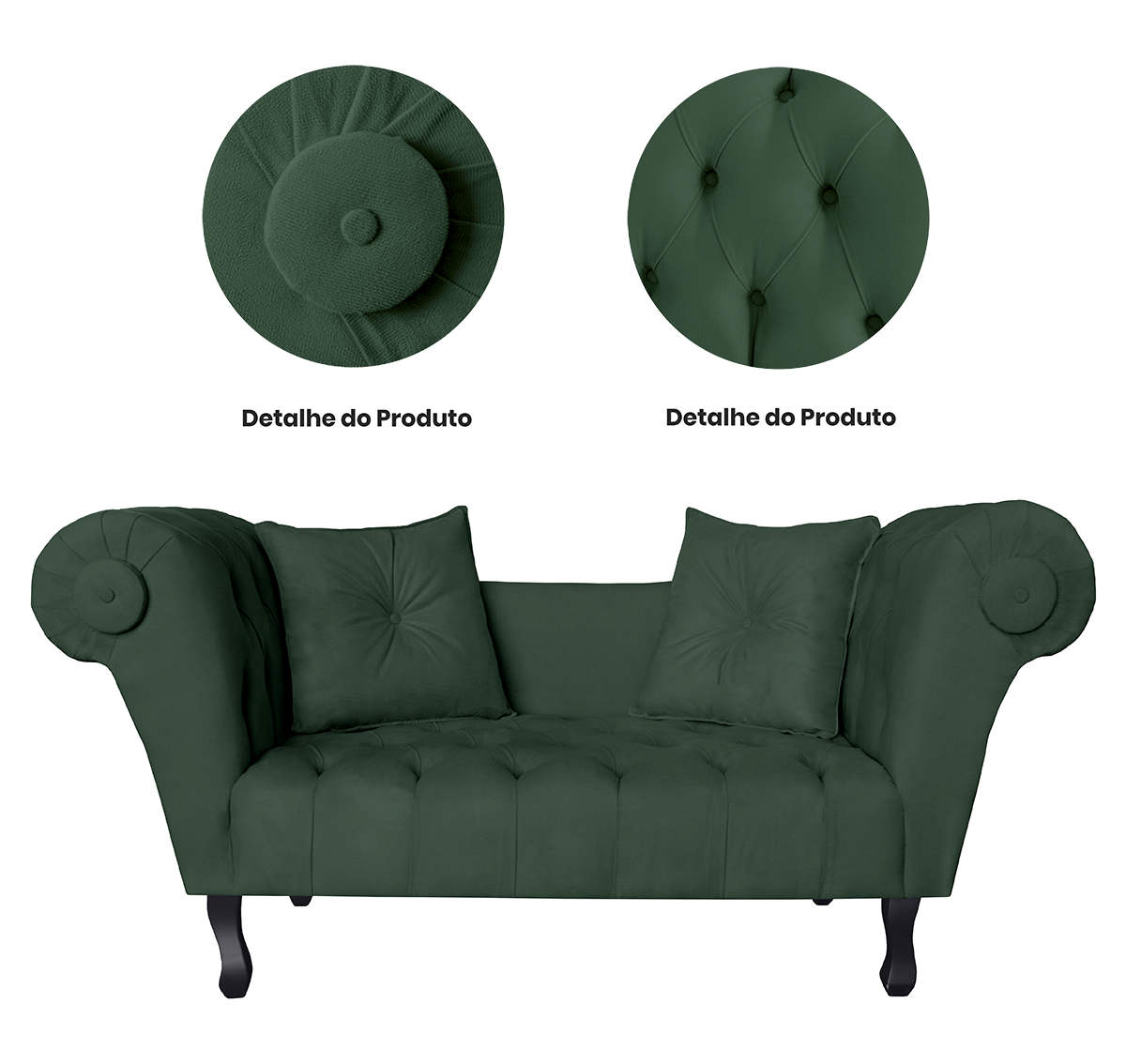 Namoradeira Sofá Decorativa Para Salão de Beleza Londres 160 Suede Verde DL Decor - 2