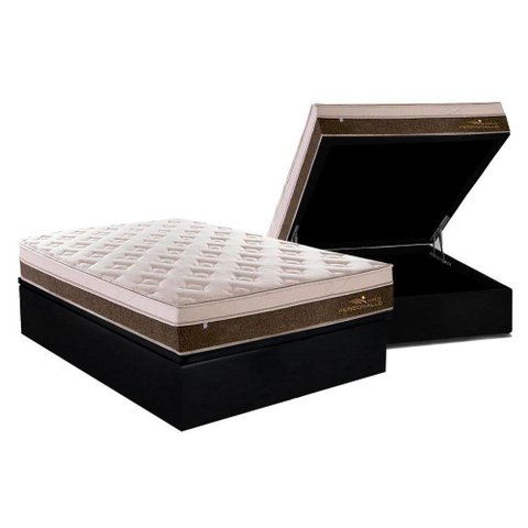 Cama Box Baú Casal: Colchão Molas MasterPocket Ensacadas Plumatex Personalle + Base CRC Suede