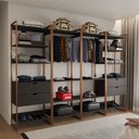 Ver imagem 1 de Closet Industrial Casal Completo Loft Preto 4 Módulos Cabideiro com Gavetas Base Cobre