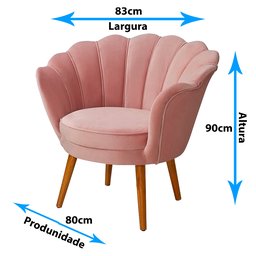 Poltrona Decorativa Pétala de Flor Sala Esmaltaria Salão Escritório Rose - 2