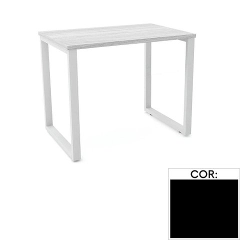 Mesa de Escritório Pé Tubular Pe25 em Mdp 90 X 45 Cm Preta com Base Preta