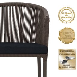 3 Cadeiras de Jantar Área Noronha em Alumínio com Pintura Marrom Corda Náutica E12 Trama Original - 3