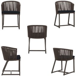 3 Cadeiras de Jantar Área Noronha em Alumínio com Pintura Marrom Corda Náutica E12 Trama Original - 5