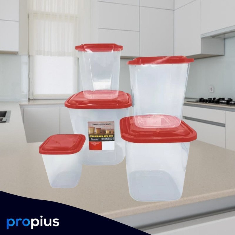 Porta Mantimento 5 Peças Transparente Feijão Arroz Café Açúcar Farinha Dispenser Organizador Freezer - 10