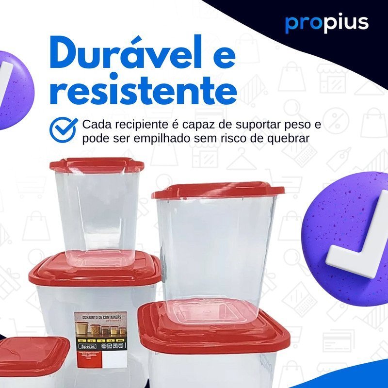 Porta Mantimento 5 Peças Transparente Feijão Arroz Café Açúcar Farinha Dispenser Organizador Freezer - 6
