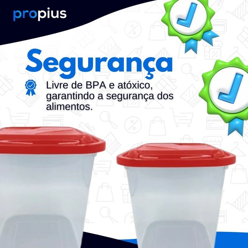 Porta Mantimento 5 Peças Transparente Feijão Arroz Café Açúcar Farinha Dispenser Organizador Freezer - 4
