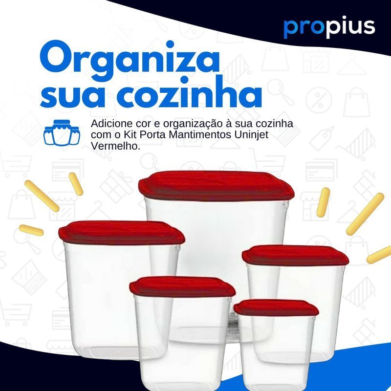 Porta Mantimento 5 Peças Transparente Feijão Arroz Café Açúcar Farinha Dispenser Organizador Freezer - 7