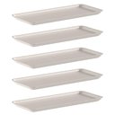 Ver imagem 1 de Kit 5 Bandejas Plásticas Retangulares Bege para Servir Petiscos Entradas Bebidas Flow ou