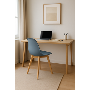 Cadeira Charles Eames Solid Wood 131pp Azul