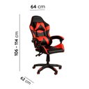 Ver imagem 3 de Cadeira Gamer Escritório Reclinável Giratória Assento Couro Preto/Vermelho