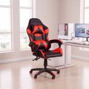 Ver mais imagens de Cadeira Gamer Escritório Reclinável Giratória Assento Couro Preto/Vermelho